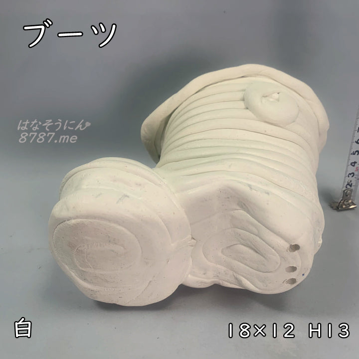 綱木紋鉢ブーツ型植木鉢 プランツギャザリングやかわいい寄せ植えに最適な長靴型の手作り植木鉢