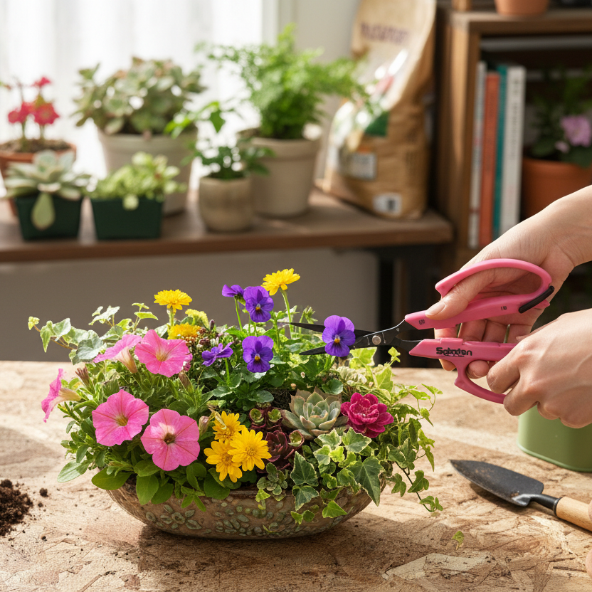 磁石の力で楽々 ぶどう鋏 オートマチックはさみで寄せ植え・ギャザリング作業