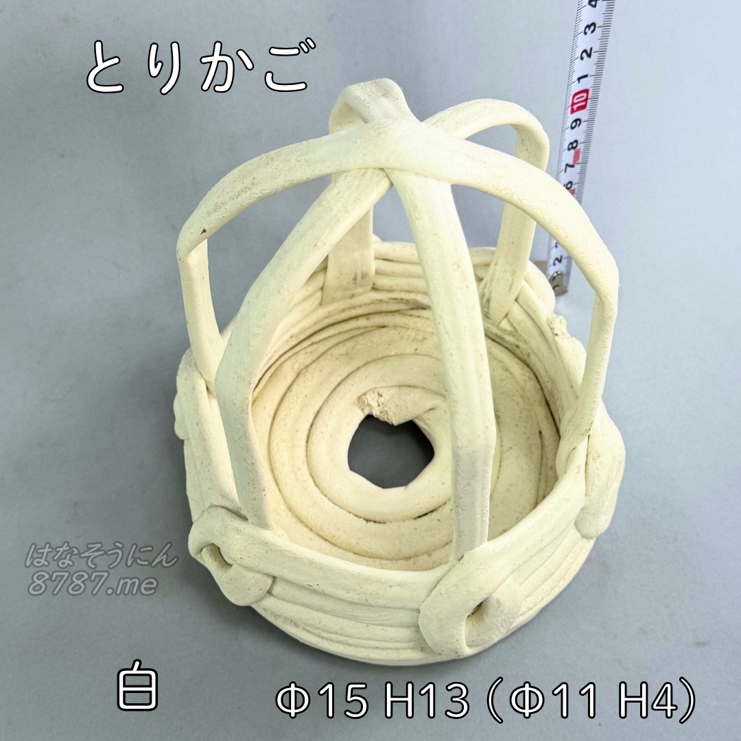 綱木紋鉢 とりかご 白 上から見た植え込み部 はなそうにん オゼジュン先生のプランツギャザリング 寄せ植え用植木鉢