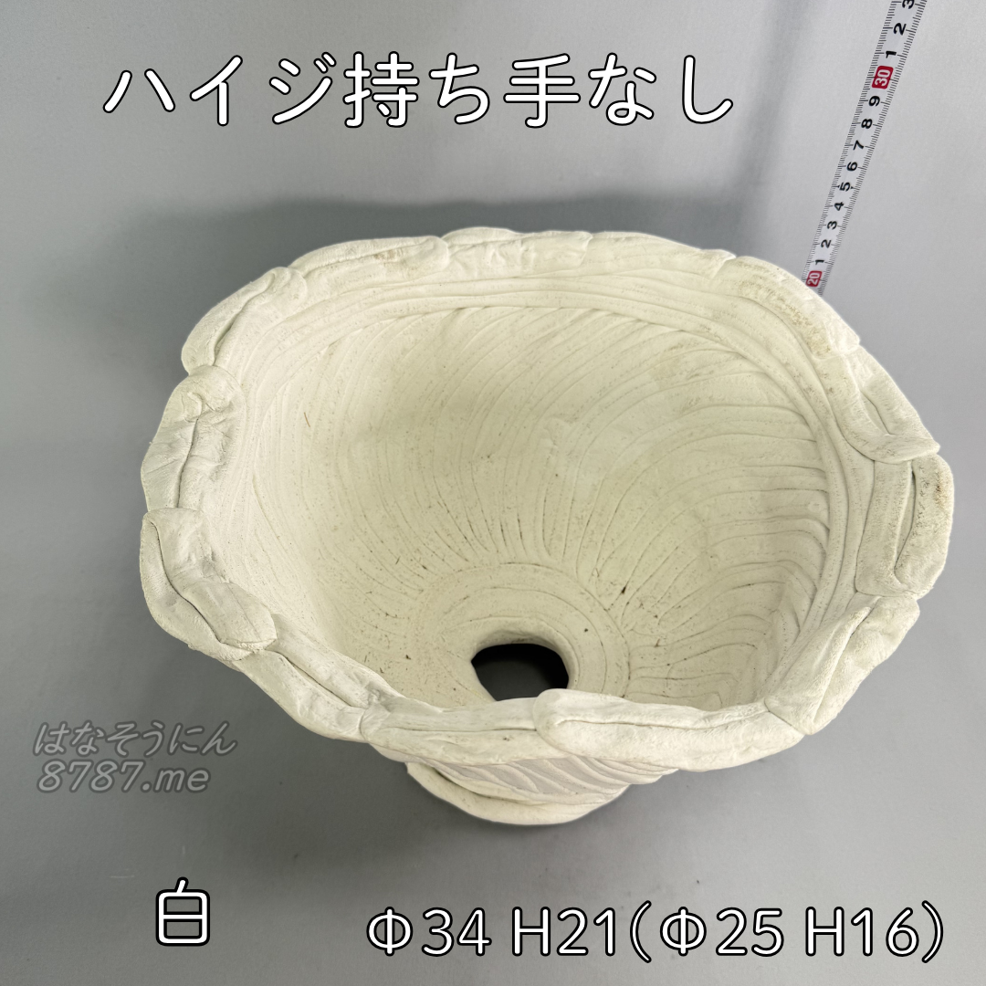 綱木紋鉢 ハイジ持ち手なし 白 上から見た植え込み部 はなそうにん オゼジュン先生のプランツギャザリング 寄せ植え用植木鉢