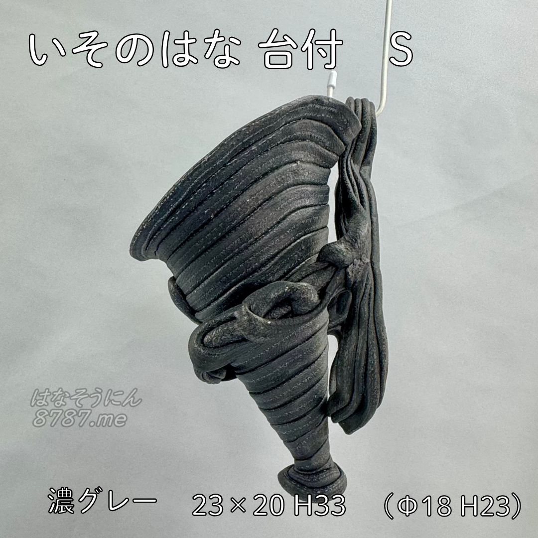 綱木紋鉢 いそのはな Sサイズ 濃いグレー 側面アングル2