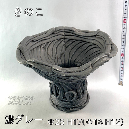 綱木紋鉢 きのこ鉢 正面 はなそうにん オゼジュン先生のプランツギャザリング 寄せ植え用植木鉢