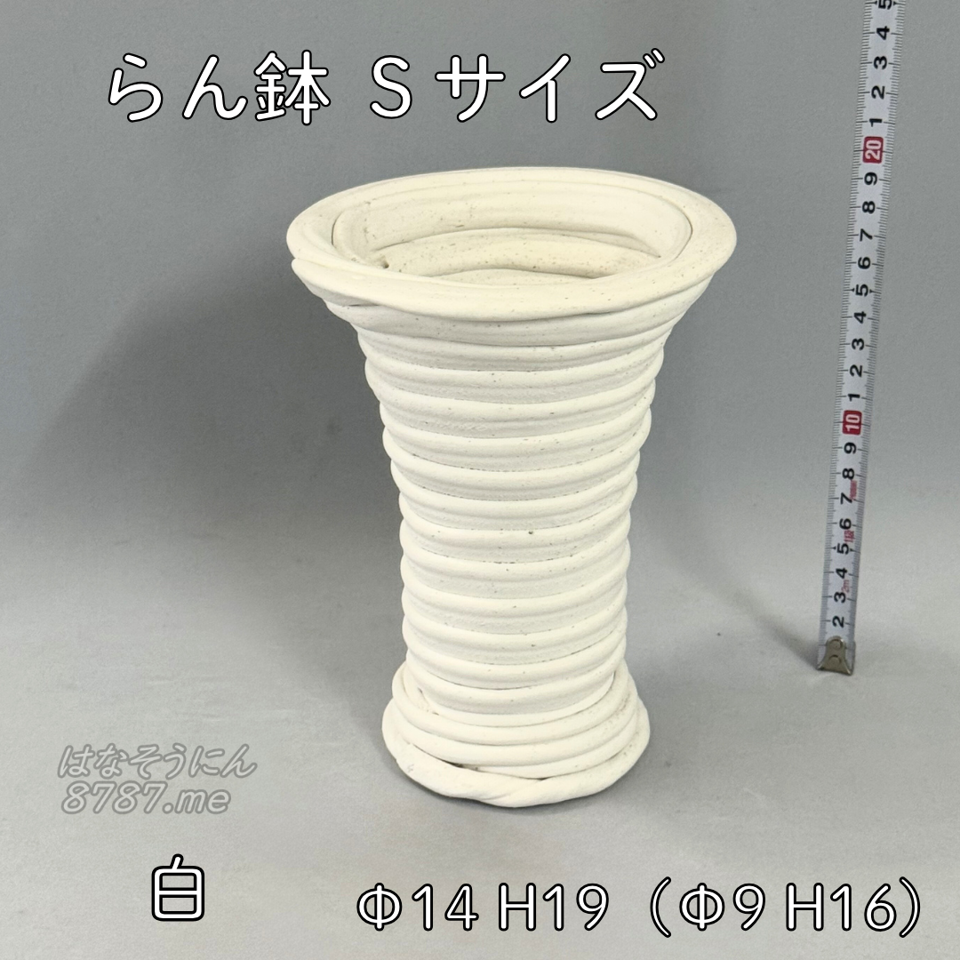 綱木紋鉢 らん鉢Sサイズ 白 裏側 はなそうにん オゼジュン先生のプランツギャザリング 寄せ植え用植木鉢