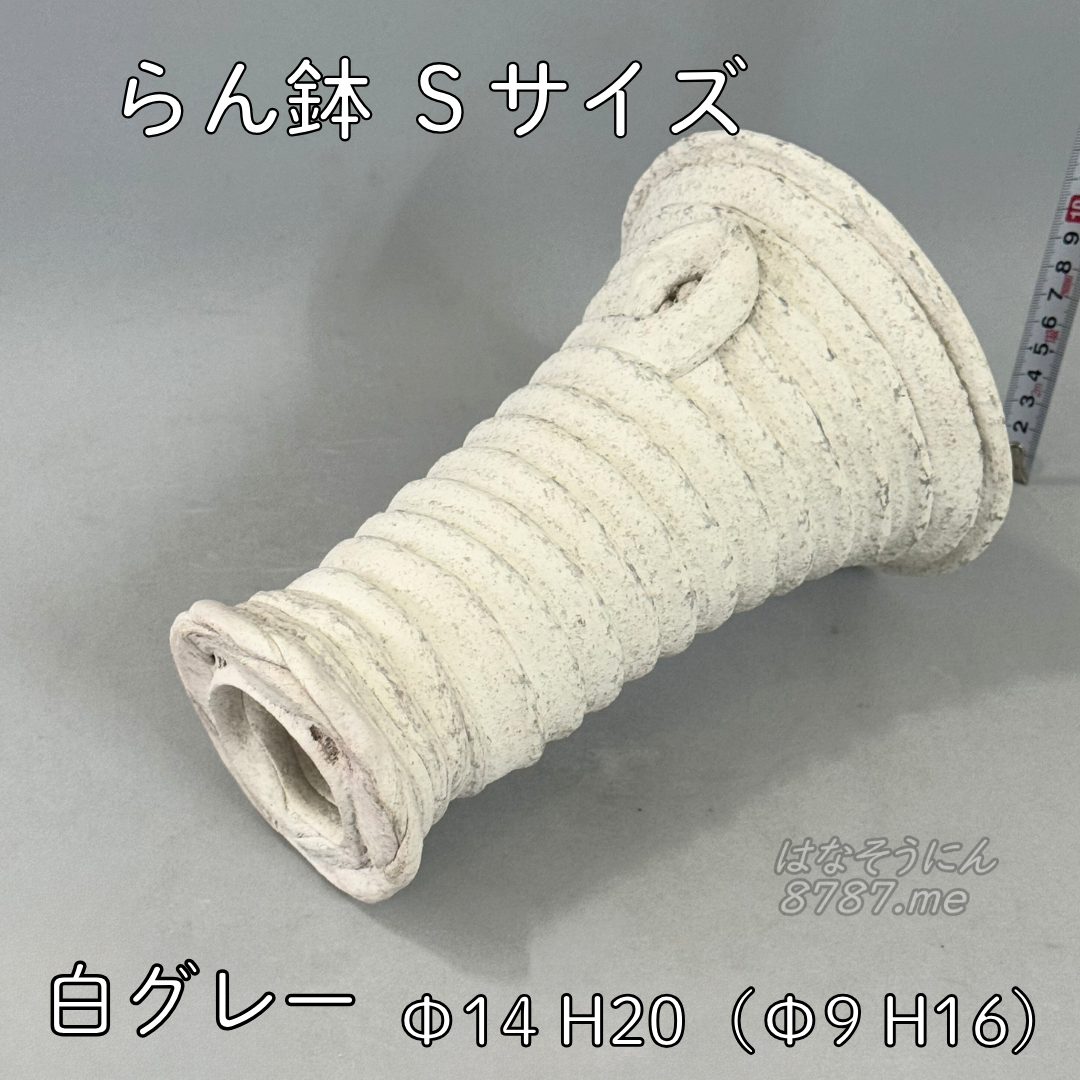 綱木紋鉢 らん鉢Sサイズ 白グレー 下から はなそうにん オゼジュン先生のプランツギャザリング 寄せ植え用植木鉢