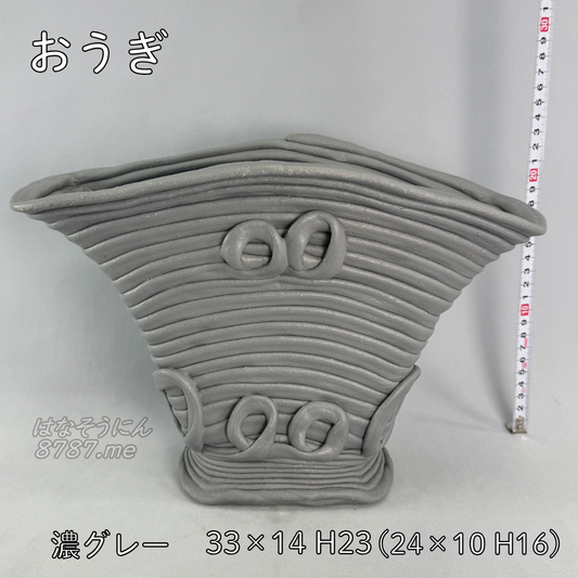 綱木紋鉢 おうぎ 正面 はなそうにん オゼジュン先生のプランツギャザリング 寄せ植え用植木鉢