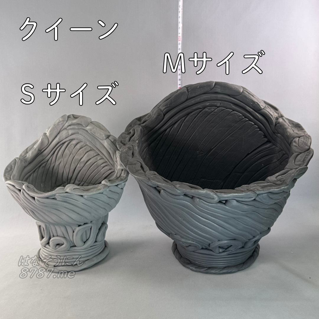 綱木紋鉢 クイーン MサイズとSサイズの比較 はなそうにん オゼジュン先生のプランツギャザリング 寄せ植え用植木鉢