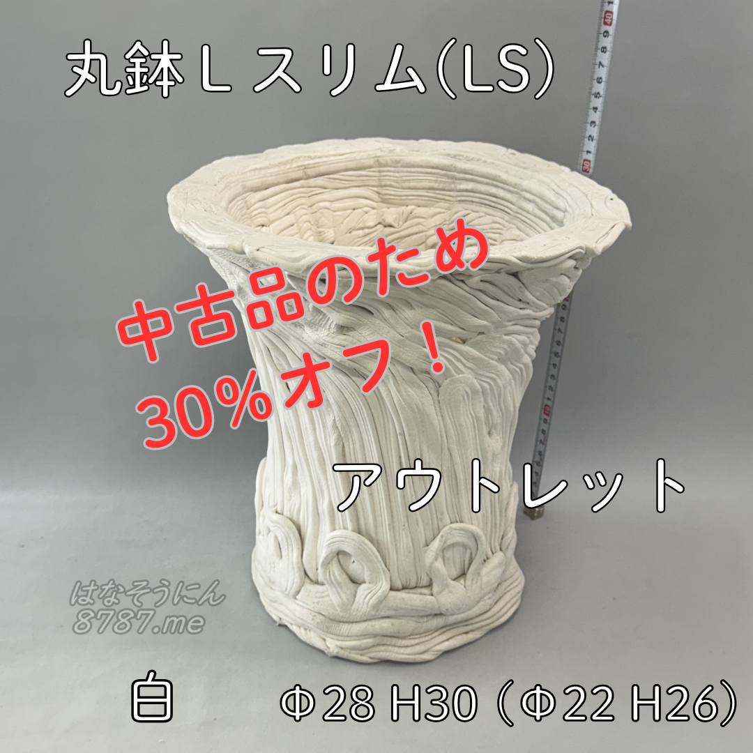 綱木紋鉢 丸鉢Lサイズスリム(LS) アウトレット白中古 中古品につき30%オフ はなそうにん オゼジュン先生のプランツギャザリング 寄せ植え用植木鉢