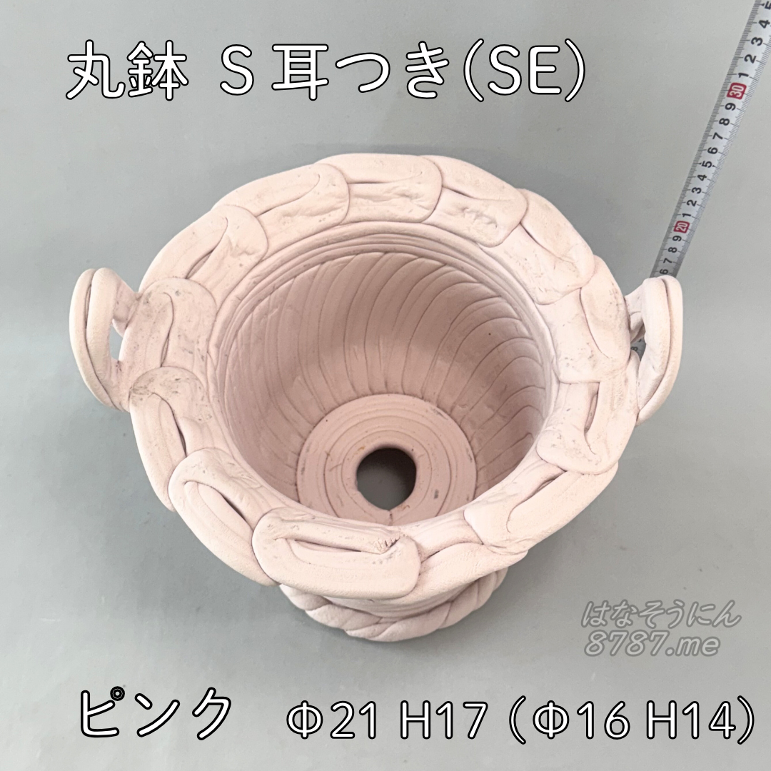 綱木紋鉢 丸鉢S耳付き(SE) ピンク 上から見た鉢内部 はなそうにん オゼジュン先生のプランツギャザリング 寄せ植え用植木鉢