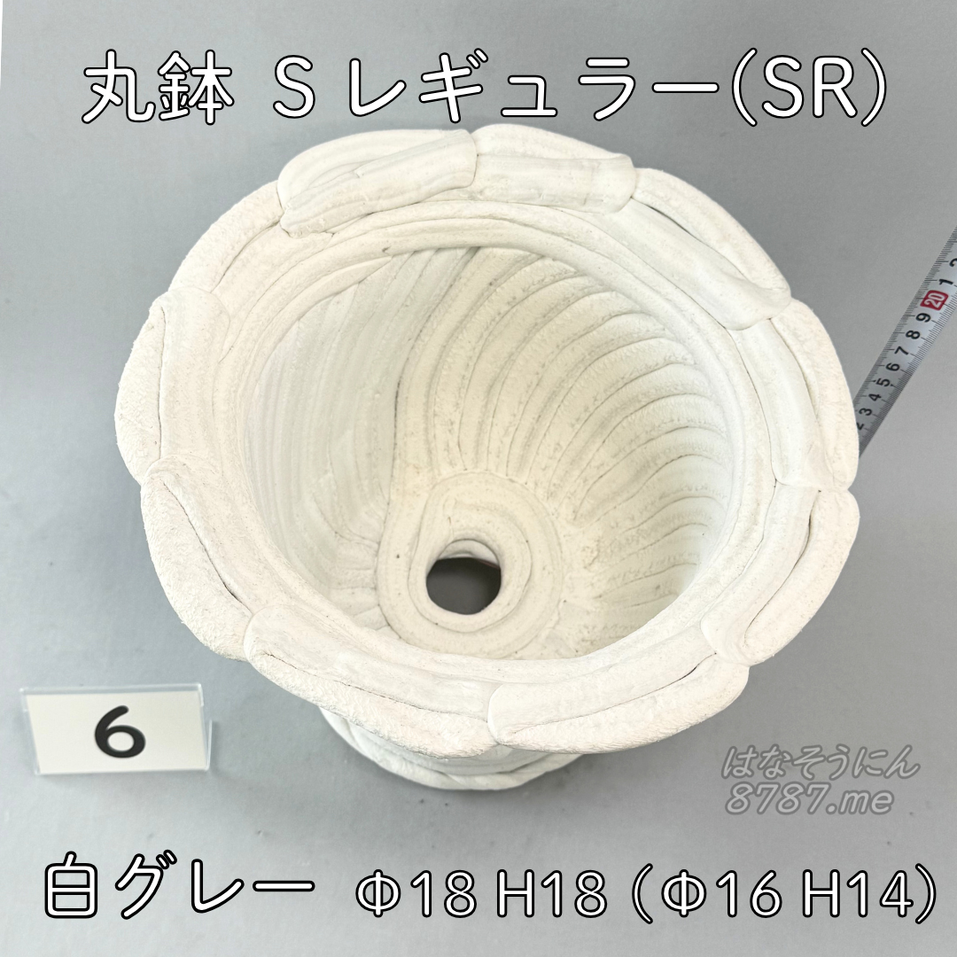 綱木紋鉢 丸鉢Sレギュラー(SR) 白グレー6 上から見た鉢内部 はなそうにん オゼジュン先生のプランツギャザリング 寄せ植え用植木鉢