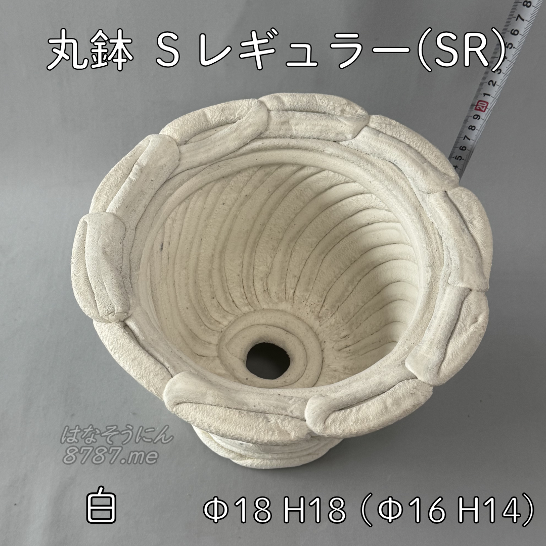 綱木紋鉢 丸鉢Sレギュラー(SR) 白 上から見た鉢内部 はなそうにん オゼジュン先生のプランツギャザリング 寄せ植え用植木鉢