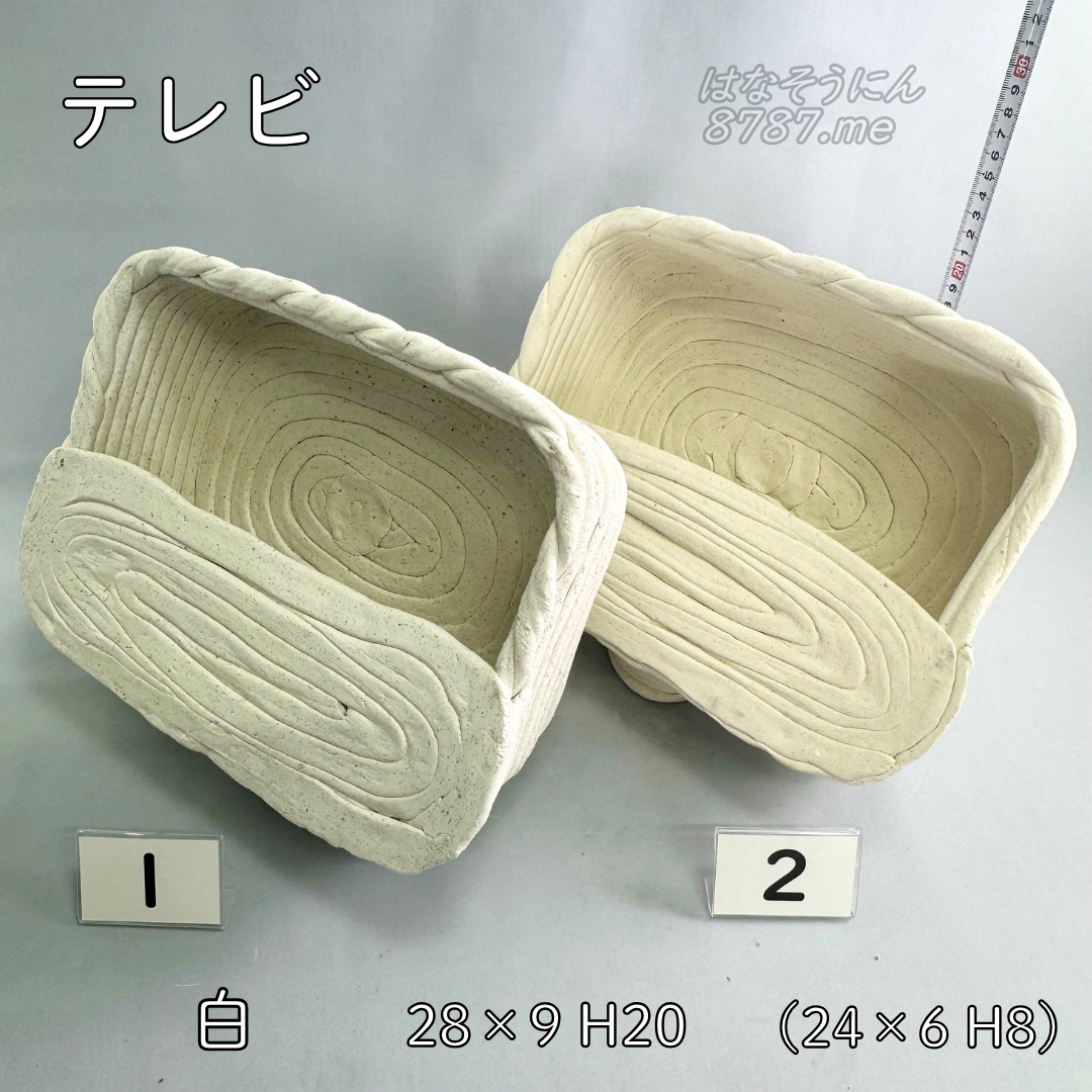 綱木紋鉢 テレビ型 白1と白2の違い 2は生成り はなそうにん オゼジュン先生のプランツギャザリング 寄せ植え用植木鉢