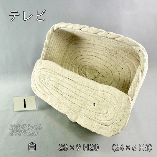 綱木紋鉢 テレビ型 白1 メイン はなそうにん オゼジュン先生のプランツギャザリング 寄せ植え用植木鉢