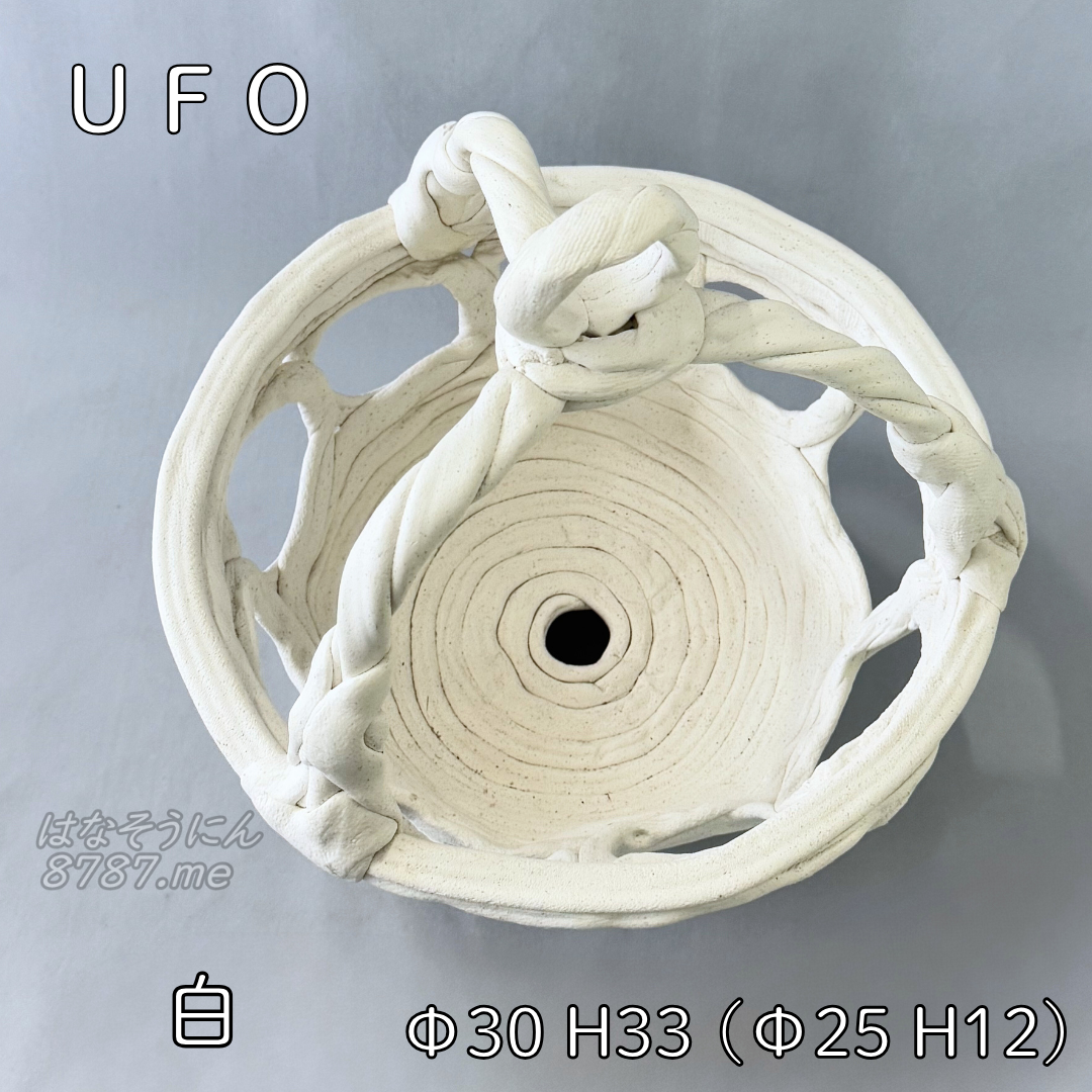 綱木紋鉢 UFO 白 上から見た鉢内部 はなそうにん オゼジュン先生のプランツギャザリング 寄せ植え用植木鉢