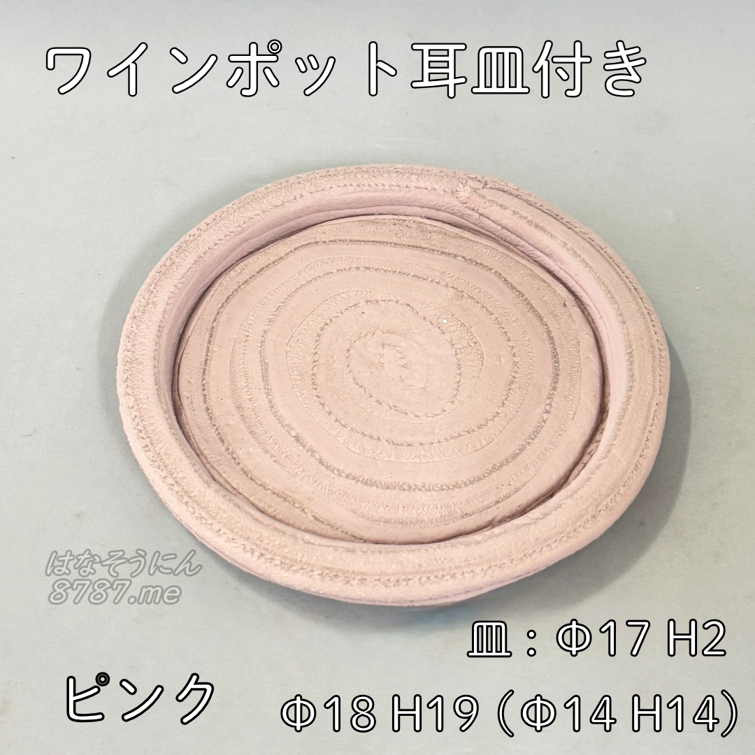 綱木紋鉢 ワインポット耳皿付き ピンク 皿 上から はなそうにん オゼジュン先生のプランツギャザリング 寄せ植え用植木鉢