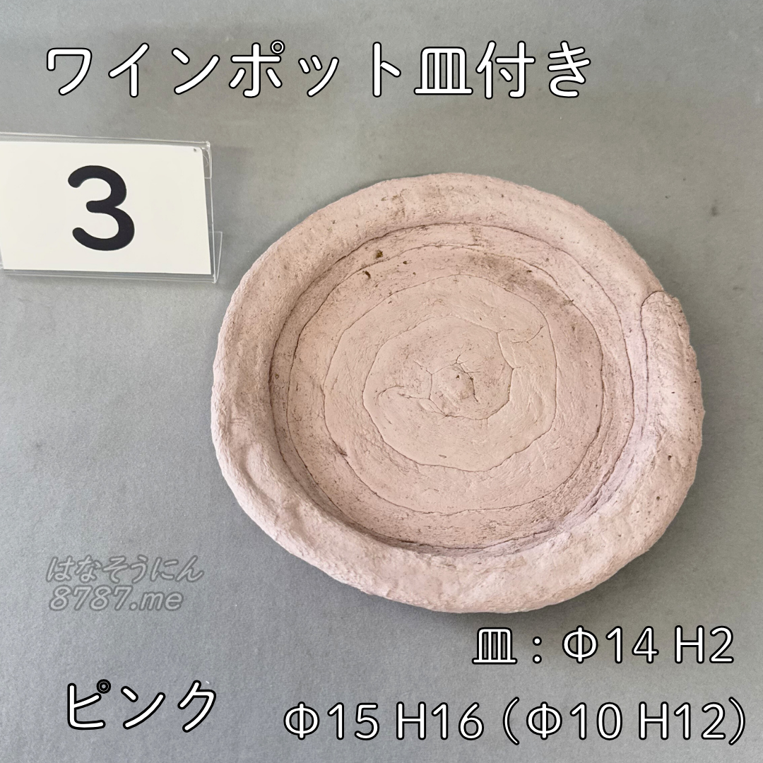 綱木紋鉢 ワインポット皿付き ピンク3 皿 はなそうにん オゼジュン先生のプランツギャザリング 寄せ植え用植木鉢