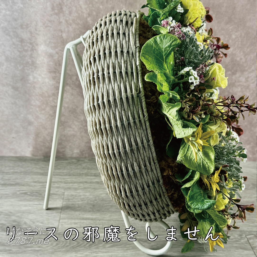 オゼジュン先生のプランツギャザリング・ギャザリング寄せ植え シンプルリーススタンド リースを掛けてもスッキリ おしゃれな飾り方